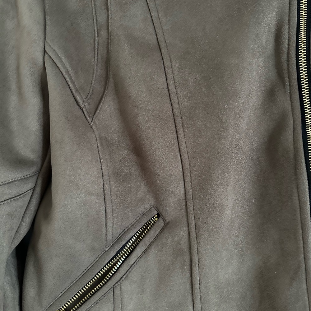 J2 by Jou Jou vegan leather moto biker jacket tan full zip women's size M - Picture 9 of 10